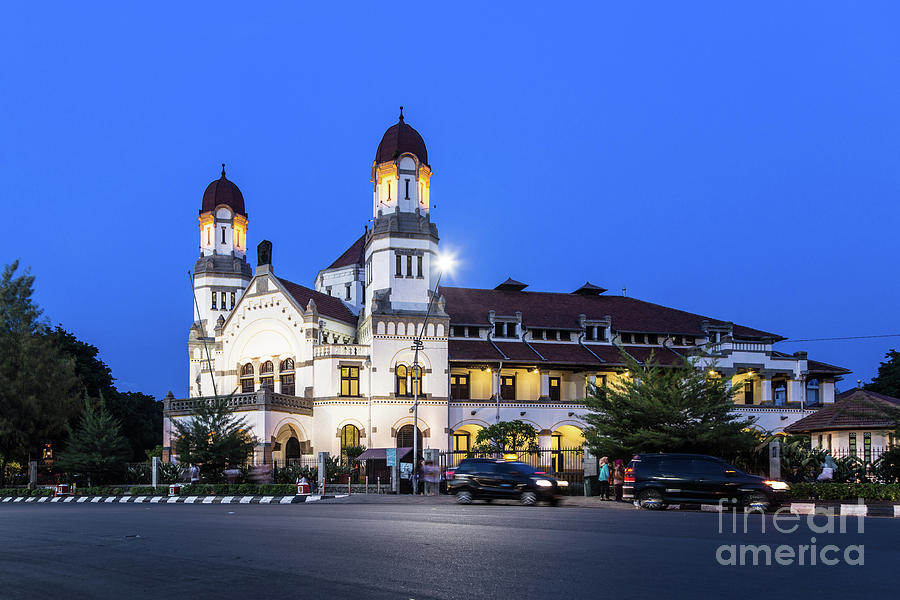 A night view of the famous Lawang Sewu building in Semarang Photograph by Didier Marti
