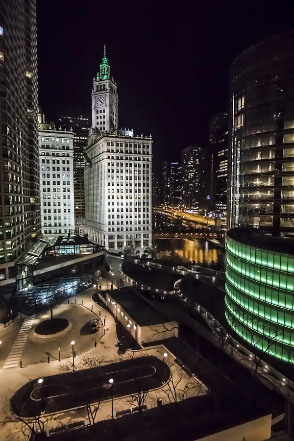 A nighttime look at Chicagos Wrigley building Photograph by Sven Brogren