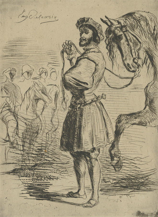 A Nobleman from the Time of Francis I Relief by Eugene Delacroix