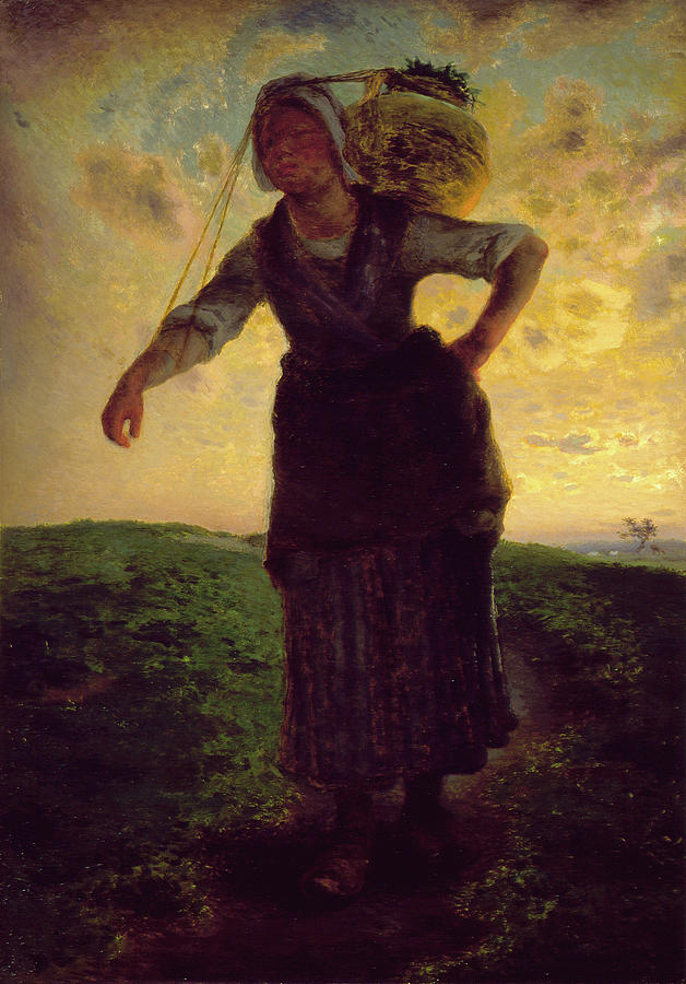 Jean Francois Millet Painting - A Norman Milkmaid at Greville by Jean-Francois Millet