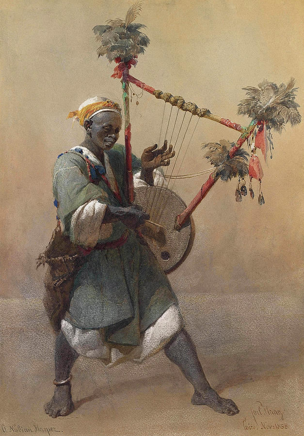 A Nubian Harper Painting by Carl Haag
