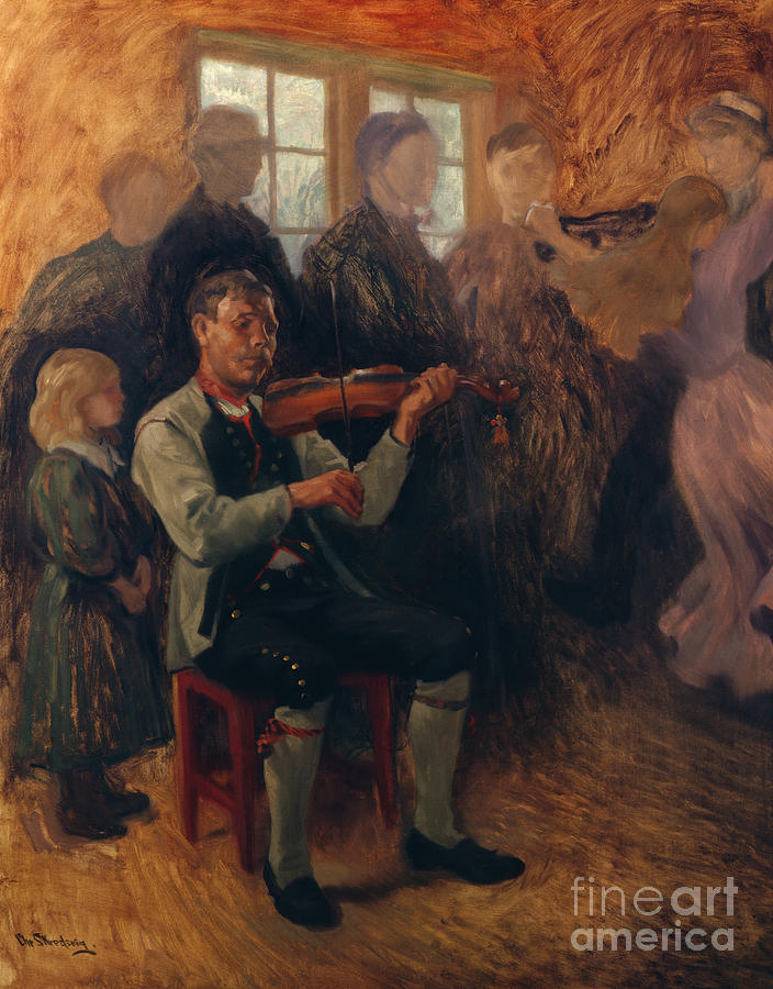 A Numedals fiddler, study Painting by O Vaering