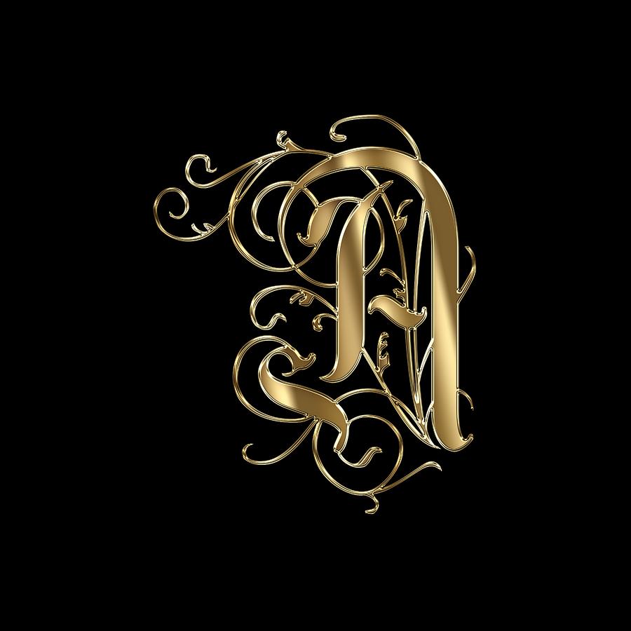 A Ornamental Letter Gold Typography Painting by Georgeta Blanaru