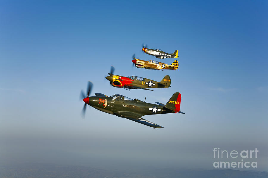 A P-36 Kingcobra, Two Curtiss P-40n Photograph by Scott Germain