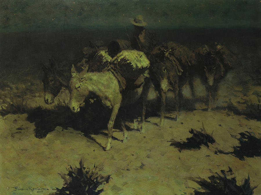 A Pack Train Painting by Frederic Remington
