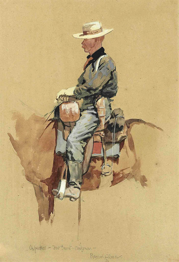 A packer. Fort Grant. Arizona Drawing by Frederic Remington