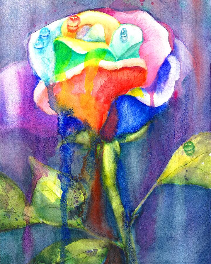 A Painted Rose in the Rain Painting by Carlin Blahnik CarlinArtWatercolor