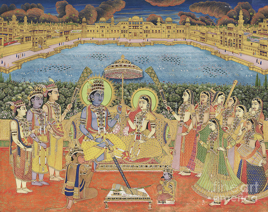 Avatar Painting - A painting of Rama and Sita, India, Jaipur, circa 1800  by Indian School