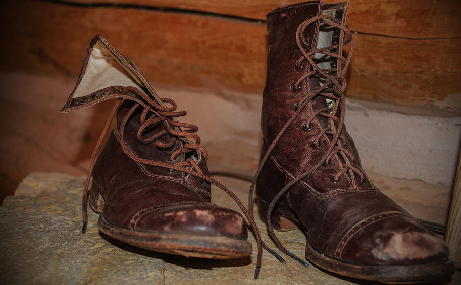 A Pair of Ladies Old Lace Up Boots Photograph by Tikvahs Hope