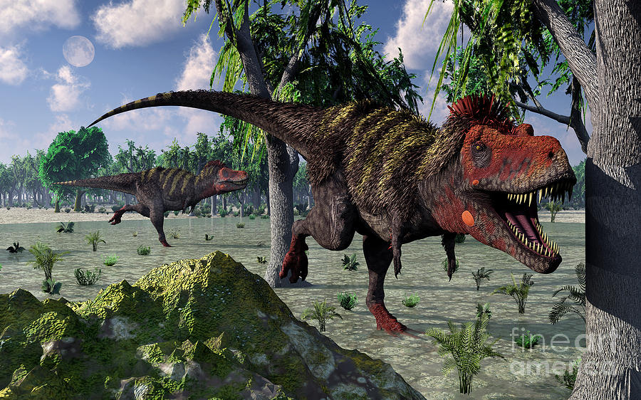 A Pair Of Tarbosaurus Dinosaurs Hunting Digital Art by Mark Stevenson ...