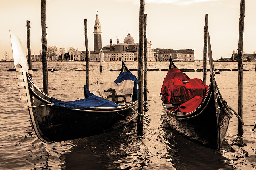 A pair of Venetian Gondolas Photograph by Wolfgang Stocker