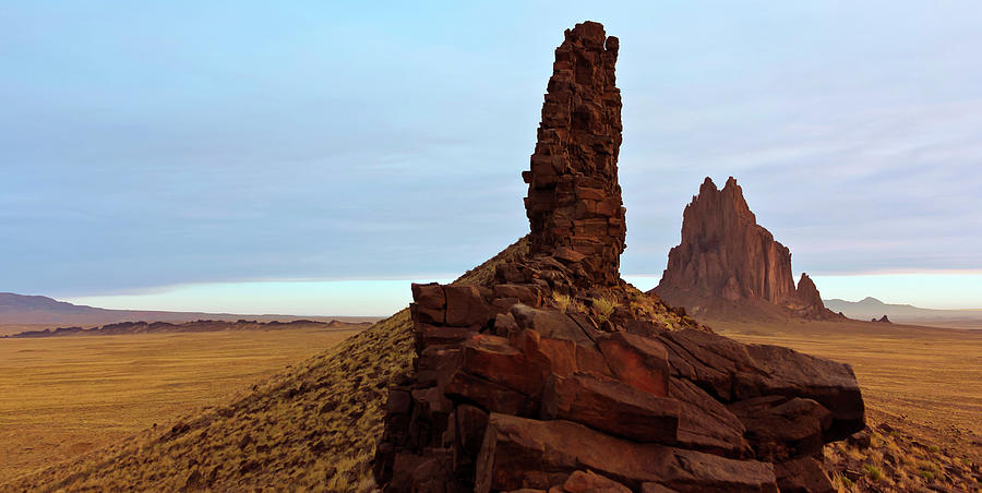 A Pair Of Volcanic Dikes Radiating Out From Shiprock Photograph