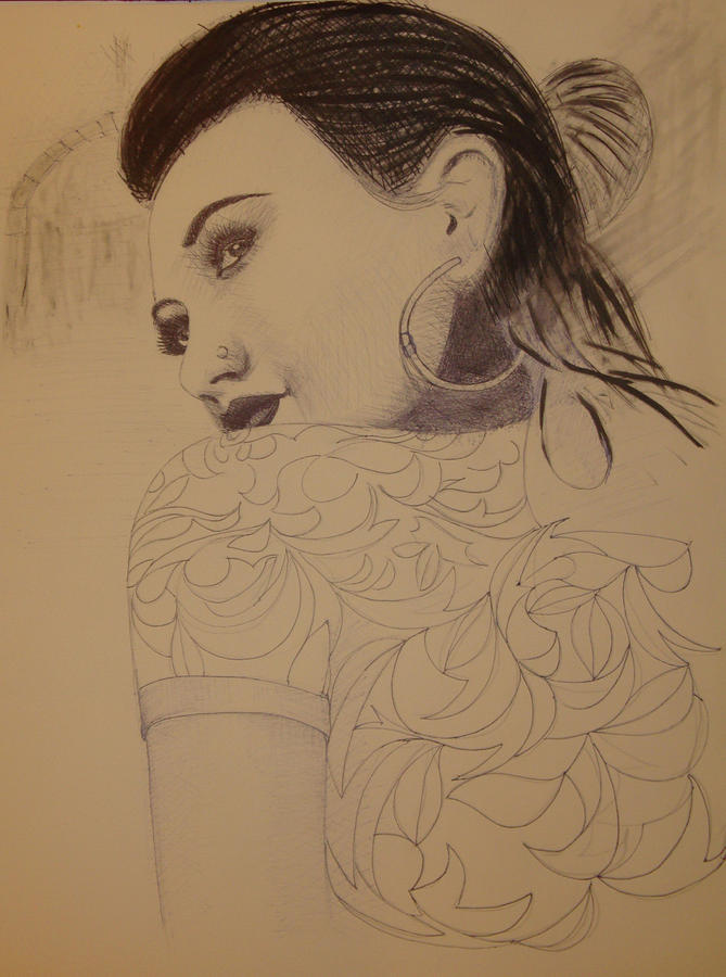 A Pakistani Girl Drawing by Reza Naqvi