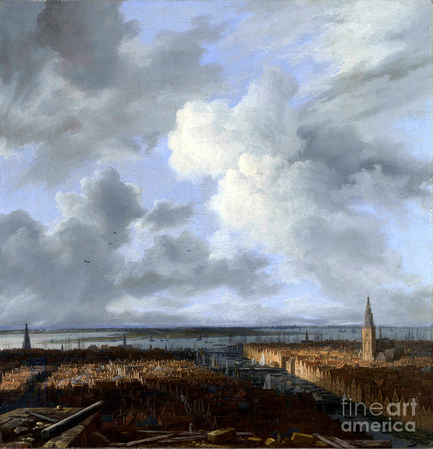 A Panoramic View of Amsterdam looking towards the IJ Painting by Celestial Images