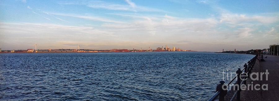 A Panoramic View of Liverpools Skyline at New Brighton Photograph by Joan-Violet Stretch