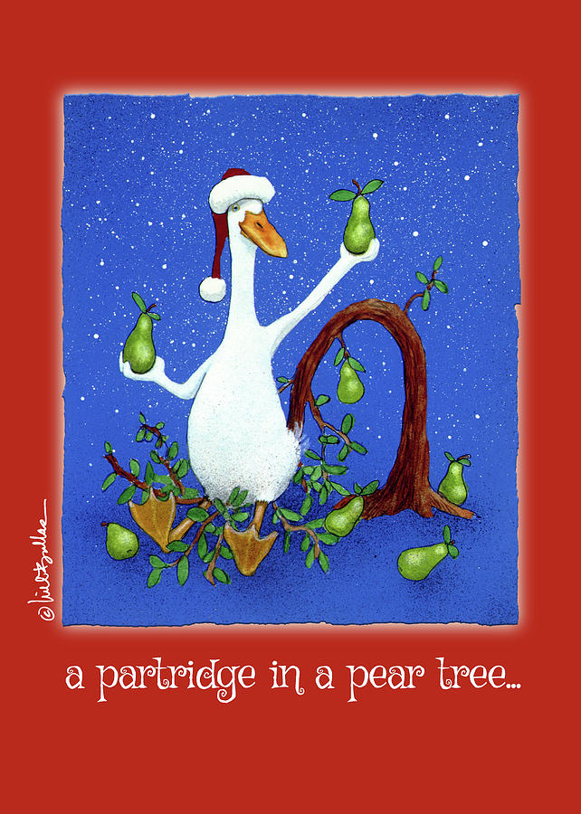 Christmas Painting - A Partridge In A Pear Tree... by Will Bullas