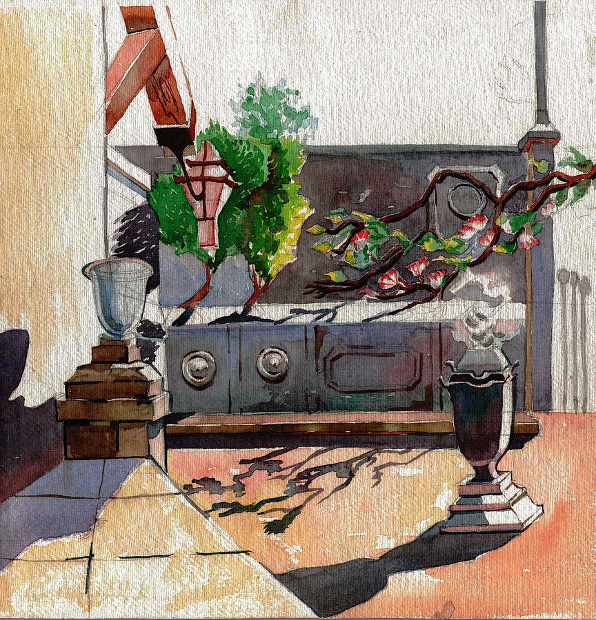 A Patch In A Back Yard Garden On A Bright Sunny Day Painting by Makarand Joshi A Patch In A Back Yard Garden On A Bright Sunny Day Painting by Makarand Joshi