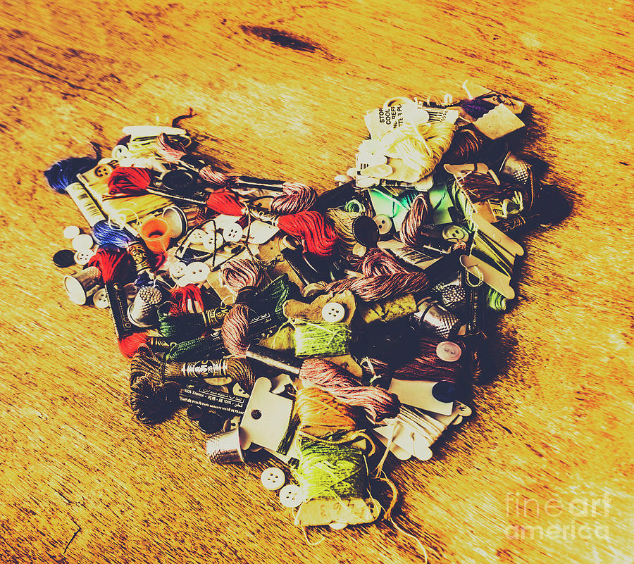 Vintage Photograph - A patchwork heart by Jorgo Photography