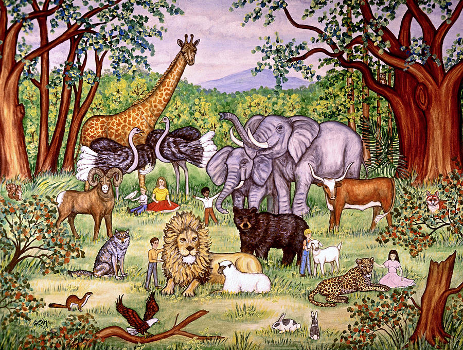 Wildlife Painting - A Peaceable Kingdom by Linda Mears