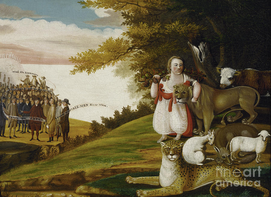 A Peaceable Kingdom with Quakers Bearing Banners - by Edward Hicks Painting by Doc Braham