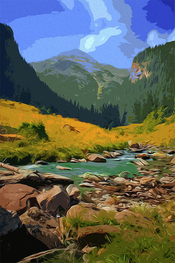 A peaceful mountain view Painting by AM FineArtPrints