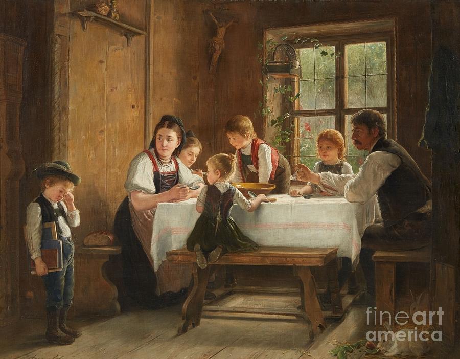 A Peasant Family at their Meal with a Crying Boy Painting by MotionAge Designs