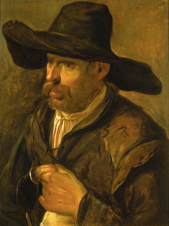 A peasant holding a duck Painting by Govert Dircksz Camphuysen