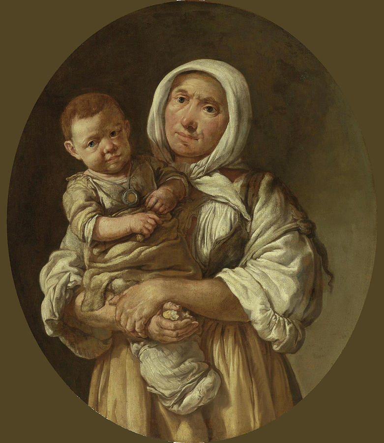 A Peasant Mother with her Child in her Arms Painting by Giacomo Ceruti