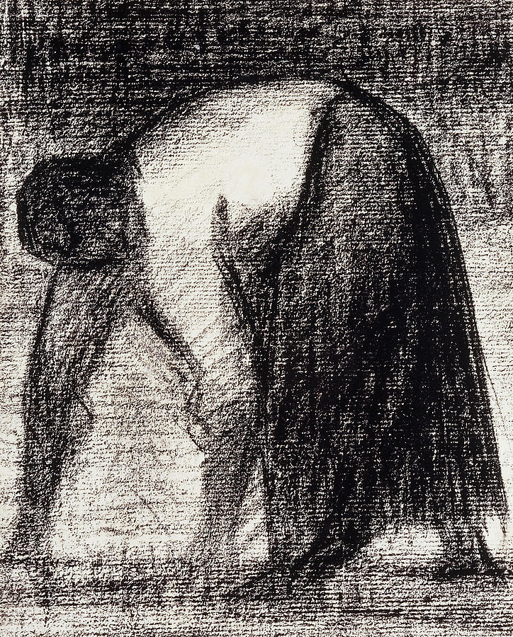 A Peasant Woman with Hands in the Ground Drawing by Georges Pierre Seurat