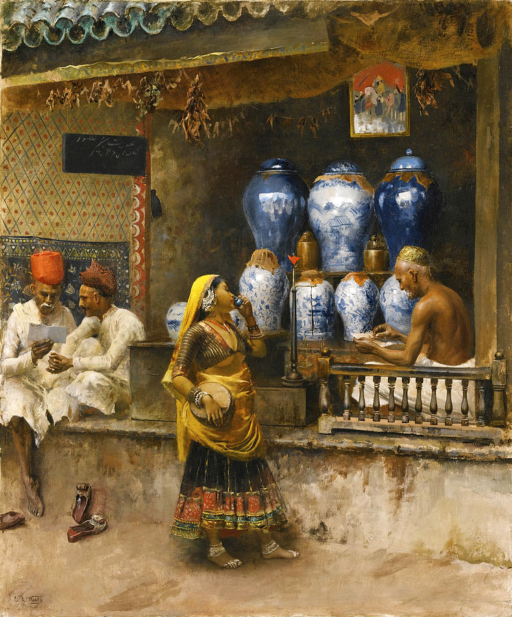 A Perfumers Shop. Bombay Painting by Edwin Lord Weeks