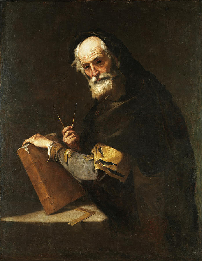 A philosopher presumed to be Archimedes Painting by Jusepe de Ribera