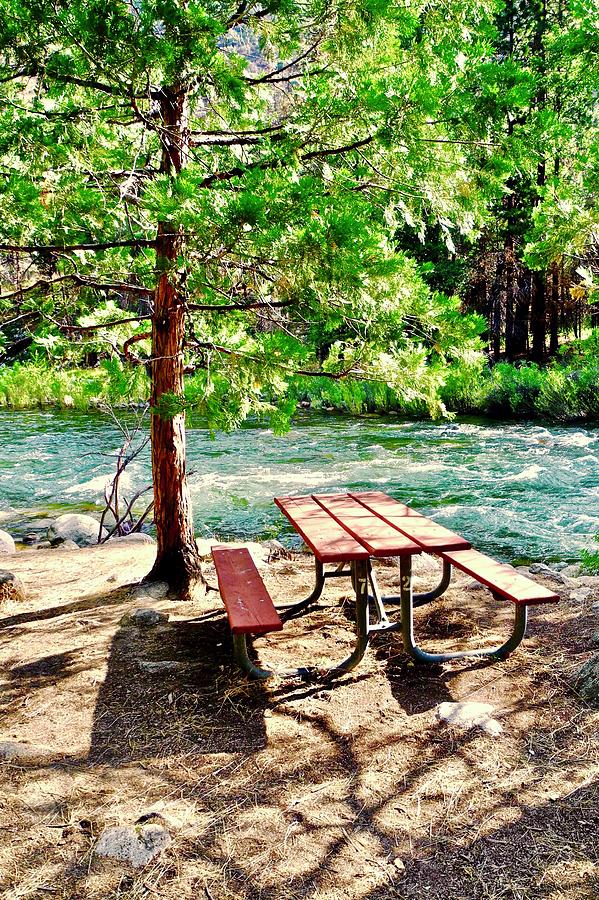 A Picnic Table by the Kings River Photograph by Kirsten Giving