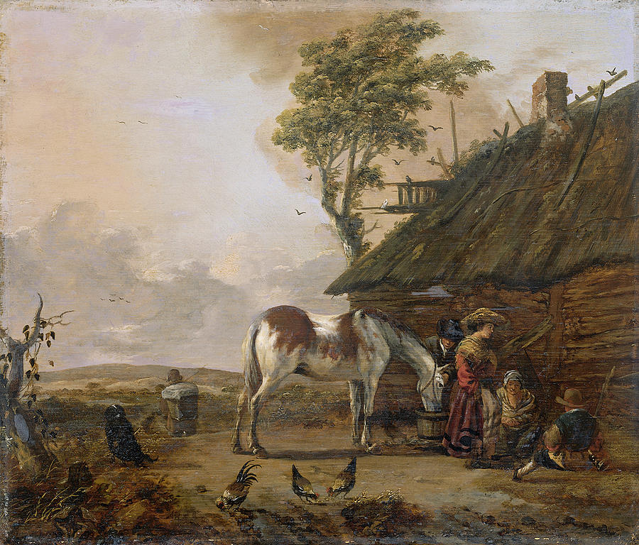 A Piebald Horse Painting by Jan Wouwerman