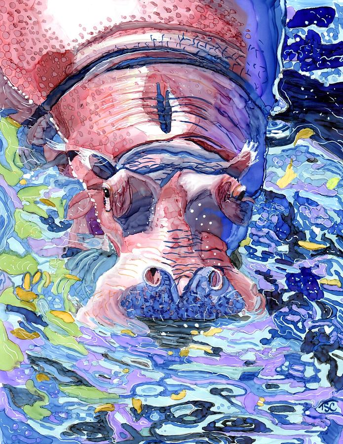 A Pink Hippo Painting by Tammy Crawford