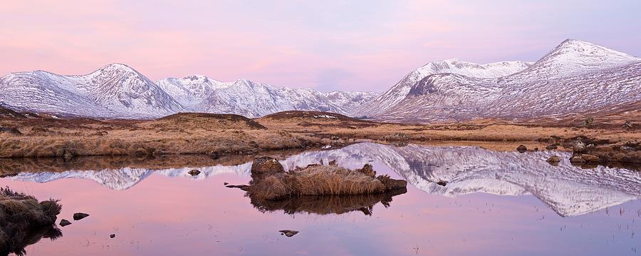 A pink Rannoch Moor Panorama Photograph by Stephen Taylor
