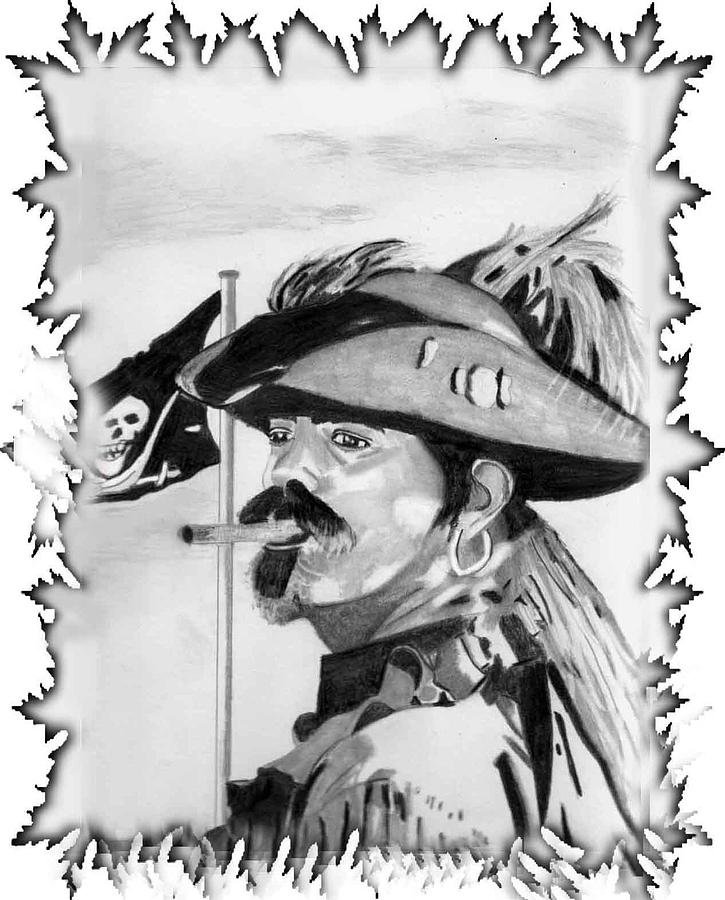 Portrait Drawing - A Pirates Life by Eileen Martin