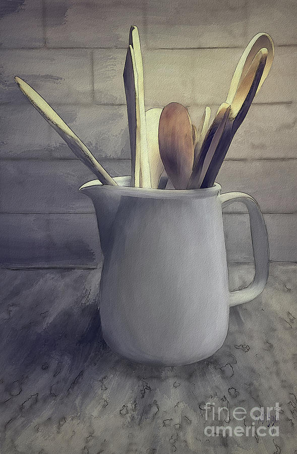 A Pitcher Of Spoons Digital Art by Lois Bryan