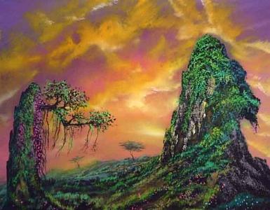 Asian Landscape Painting - A Place Of Wonder And Mystery by Victor Kirton Asian Landscape Painting - A Place Of Wonder And Mystery by Victor Kirton