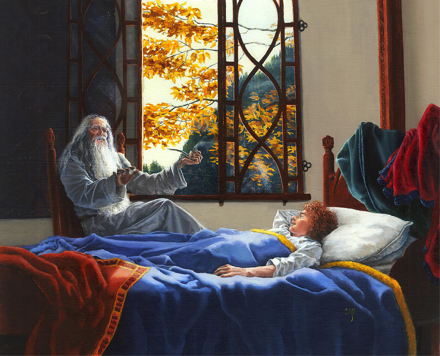 Fantasy Painting - Fellowship of the Ring - A Pleasant Awakening by Carol Phenix
