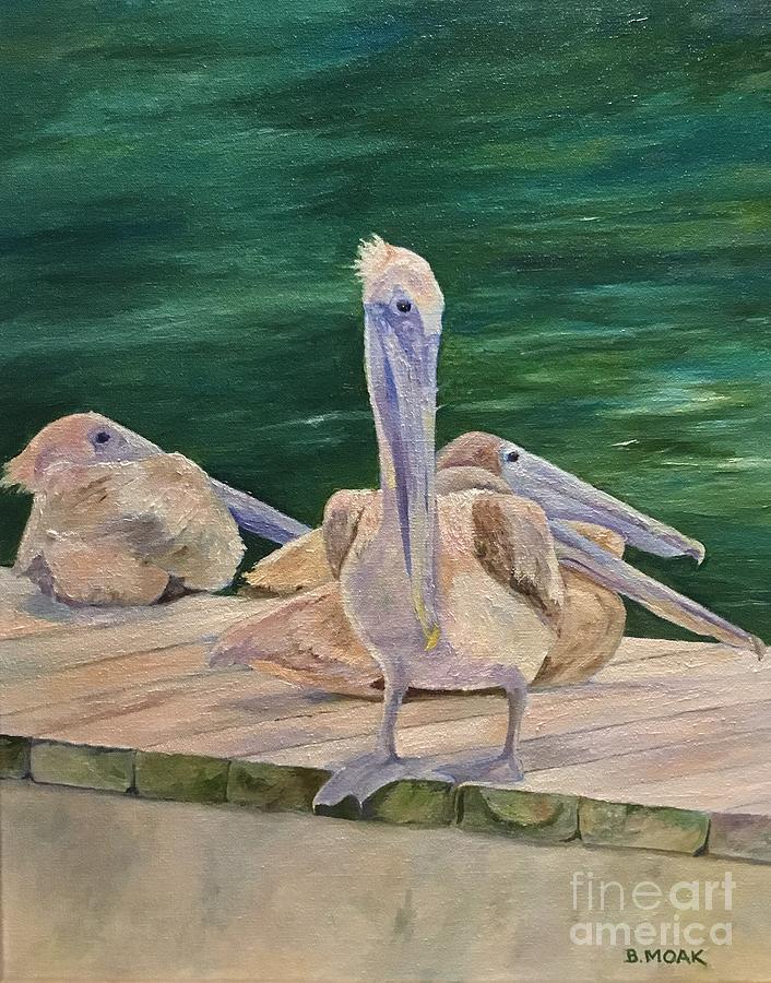 A Pod of Pelicans Painting by Barbara Moak