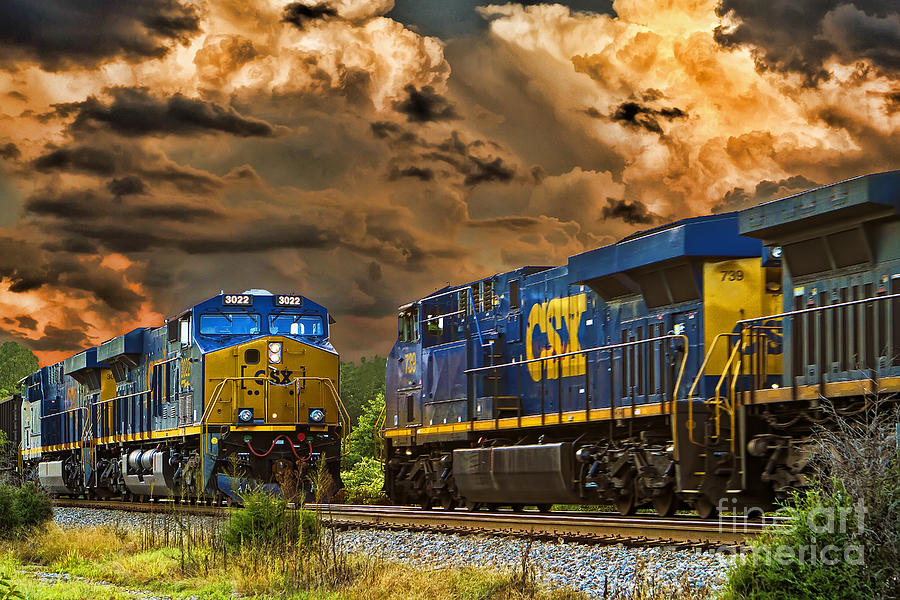 Train Photograph - A Power Meeting by Tim Wilson