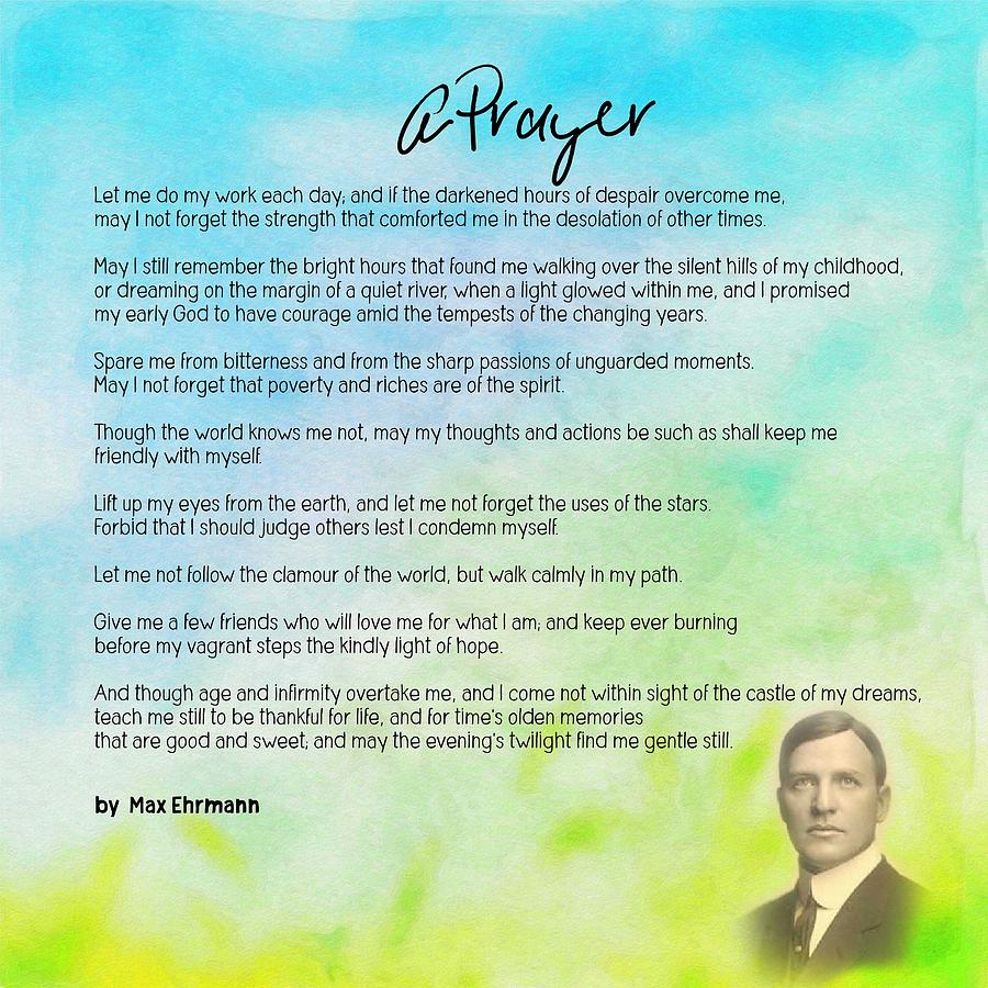 A Prayer by Max Ehrmann v1 Painting by Celestial Images