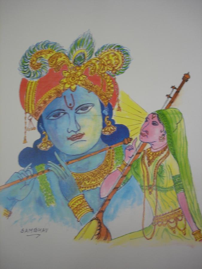 Hinduism Painting - A Prayer to Lord Krishna by Sunil Mehta