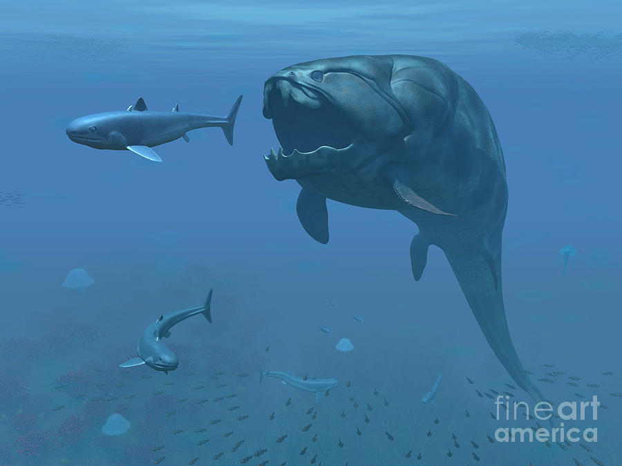 Nature Digital Art - A Prehistoric Dunkleosteus Fish by Walter Myers