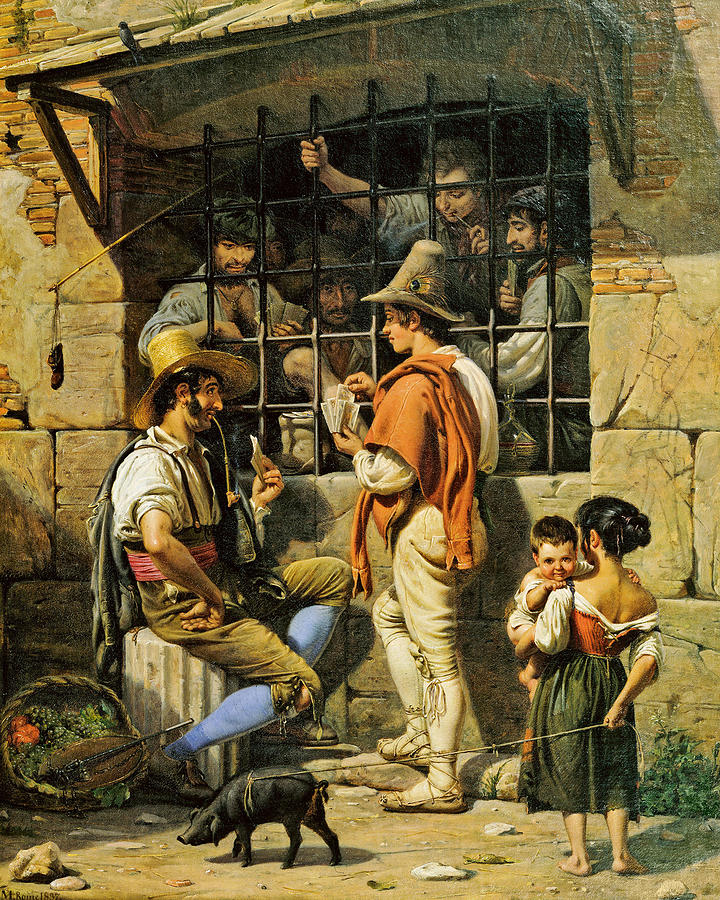 A Prison Scene in Rome Painting by Wilhelm Marstran