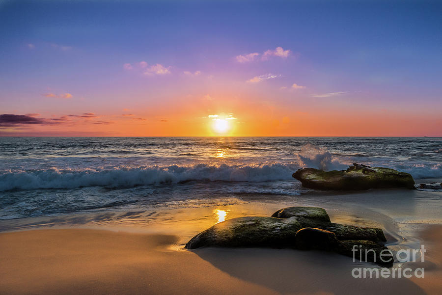 A Purple Orange Majestic Sunset at Windansea Beach Photograph by David Levin