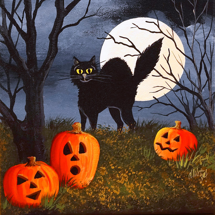 A Purrfect Halloween Painting by Debbi Wetzel - Fine Art America