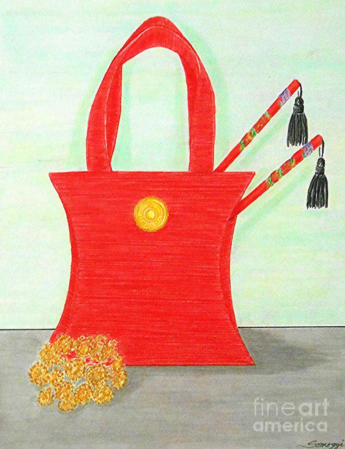 A Purse for Mei Ling  Drawing by Jayne Somogy