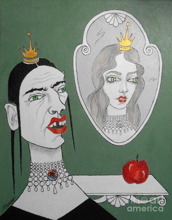 Necklace Mixed Media - A Queen, Her Mirror and an Apple by Jayne Somogy