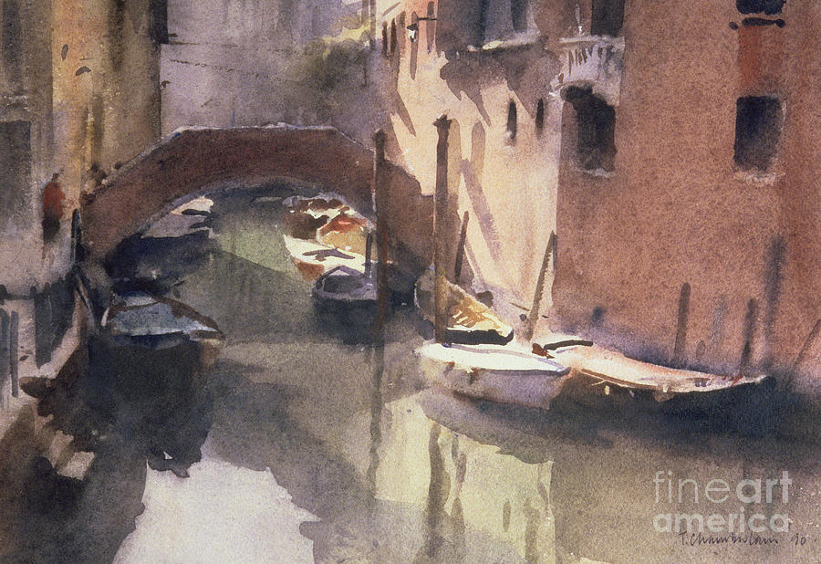 Boat Painting - A Quiet Canal in Venice by Trevor Chamberlain
